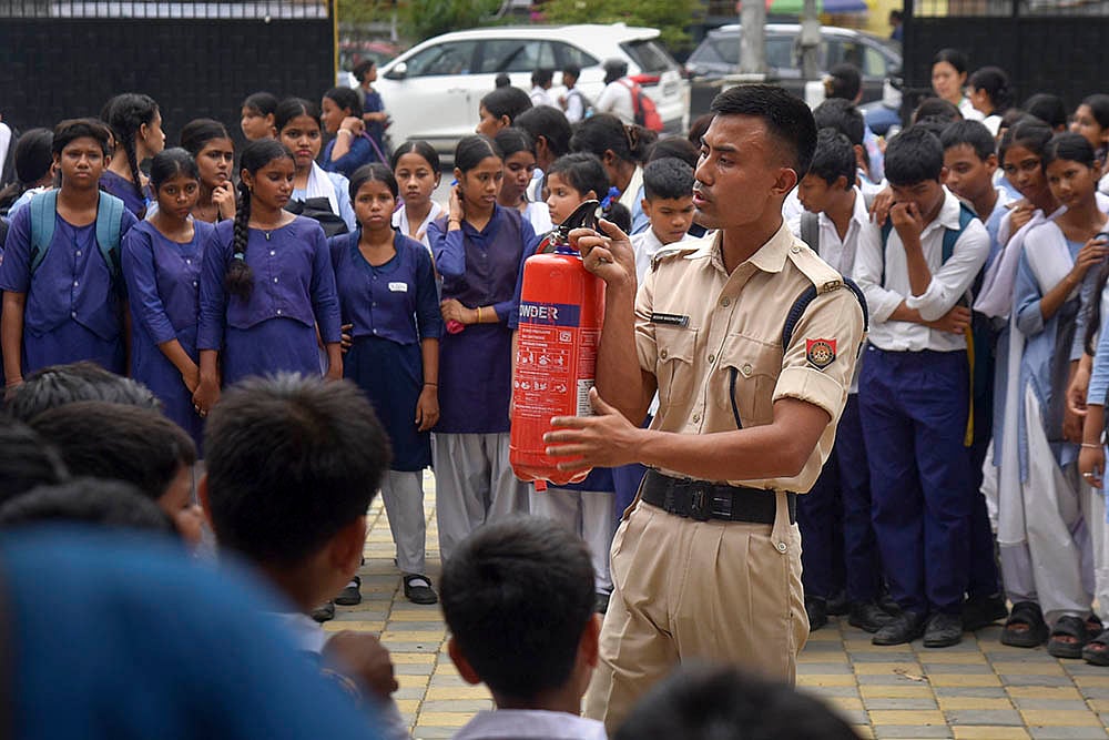 Fire safety drill at Guwahati school