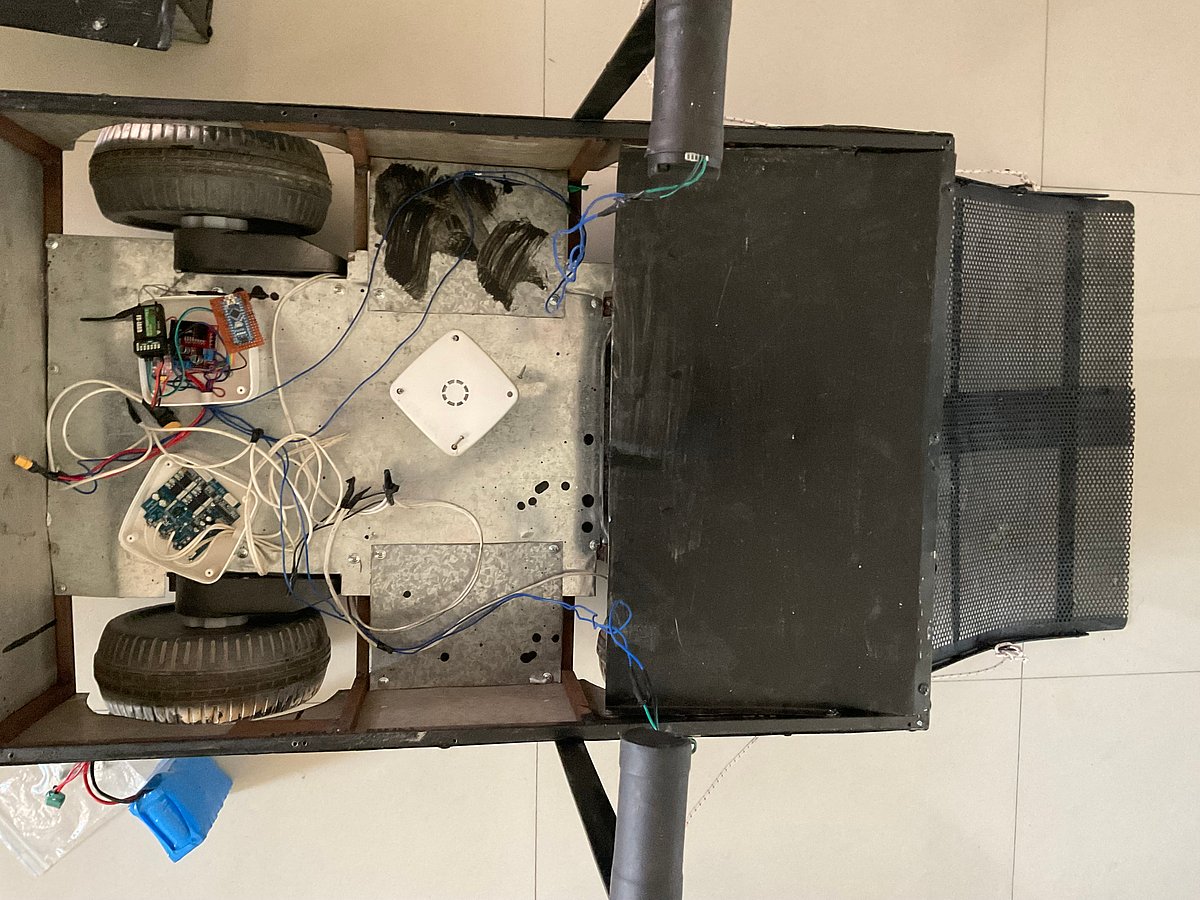 Top view of a robotic vehicle chassis