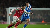 EFL Cup Last 16, Goal Rush LIVE Updates: Top Tier Teams Face Litmus Test; Newcastle Lead Spurs In Late KO AP : Ethan Nwaneri, left, is challenged by Brighton's Charalampos Kostoulas during the English League Cup soccer match