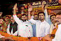 Bihar Votes On Caste, Not Change: Dalits Still Left Out Of Power | Photo: PTI : Father-son Duo: Ram Vilas Paswan (left) and Chirag Paswan (right) in Patna