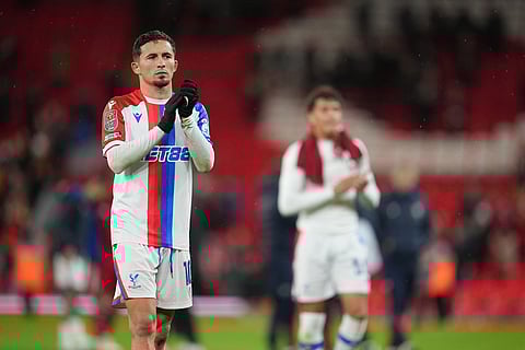 Liverpool vs Crystal Palace: Crystal Palace's Yeremy Pino walks off the pitch after the English League Cup fourth round soccer match between Liverpool and Crystal Palace in Liverpool, England.