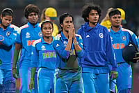 India Vs Australia Semi-Final, ICC Women's World Cup: See Best Photos From Navi Mumbai's DY Patil Stadium | Photo: AP/Rajanish Kakade : India's Jemimah Rodrigues, centre, celebrates after winning the ICC Women's Cricket World Cup cricket semi final against Australia in Navi Mumbai.