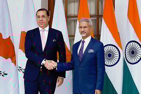 EAM S Jaishankar meets Cyprus FM Constantinos Kombos: External Affairs Minister S Jaishankar meets Foreign Affairs Minister of the Republic of Cyprus, Constantinos Kombos, in New Delhi.