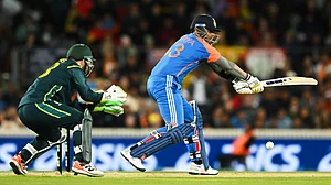 | Photo: AAPImage/Lukas Coch via AP : India vs Australia 2nd T20I Live Cricket Score: Suryakumar Yadav of India bats during the T20 cricket international between India and Australia in Canberra, Australia, Wednesday, Oct. 29, 2025.