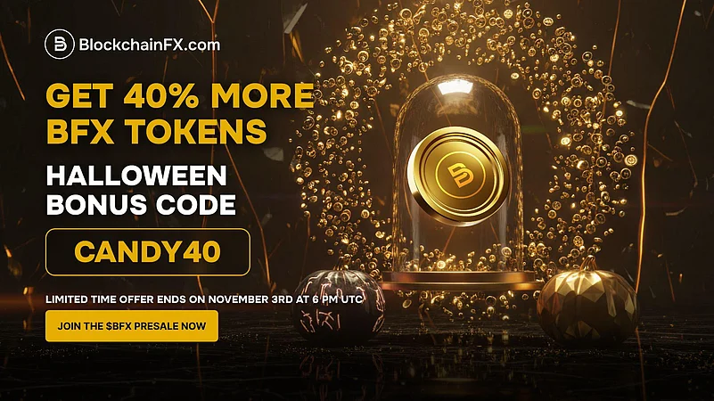 BlockchainFX Halloween promo offering 40% more BFX tokens with code CANDY40