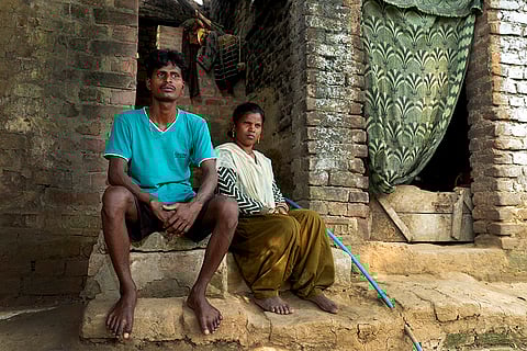 Raja Manjhi and Soni Devi, members of the Manjhi community, at their residence. 