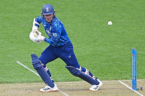 Sam Curran of England bats during the One Day International cricket match between New Zealand and England in Wellington, New Zealand.