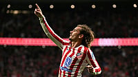 Atletico Madrid 3-0 Sevilla, La Liga: Griezmann Nets 200th League Goal As Rojiblancos Win Fourth Straight Match Atletio Madrid's goalscorer Antoine Griezmann celebrates his goal against Sevilla in La Liga 2025-26.