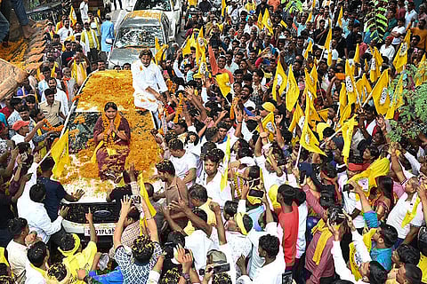 Jan Suraaj chief Prashant Kishor during a roadshow ahead of Bihar Assembly elections, in Rajgir.