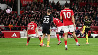 Amad Diallo scoring Manchester United's second goal against Nottingham Forest in English Premier League 2025-26.