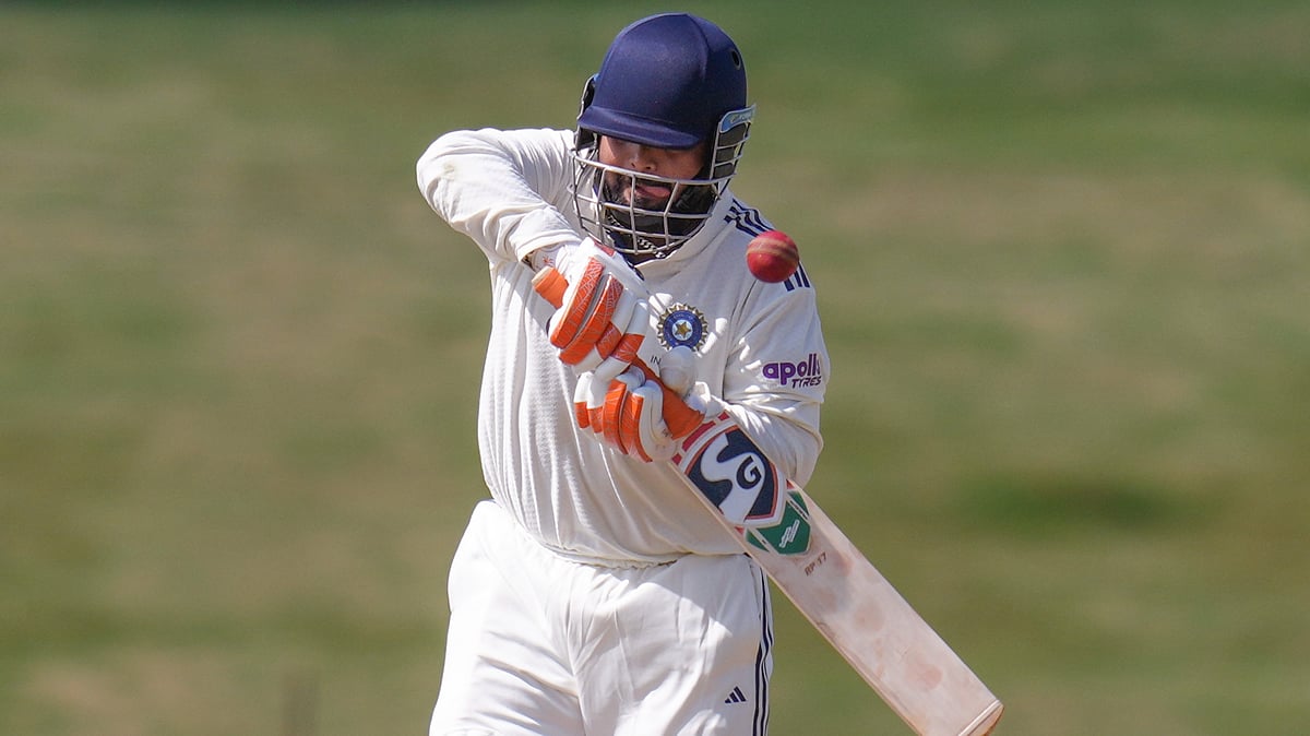 Captain Rishabh Pant plays a shot on day two of the first unofficial Test between India A and South Africa A at the BCCI Centre of Excellence in Bengaluru. - PTI