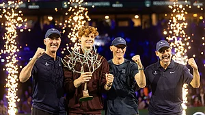 Sinner celebrates his Paris Masters triumph