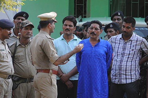 JD-U MLA Anant Kumar Singh during the police raid at his house at 1 Mal road on June 24, 2015 in Patna. The Mokama MLA was allegedly involved in the kidnapping of four youths and killing of one of them on June 17. 
