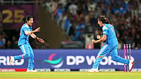 AP/Rafiq Maqbool : India's players celebrate the runout of South Africa's Tazmin Brits during the ICC Women's Cricket World Cup final.