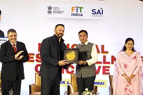 Bollywood Director Rohit Shetty  and Union Minister for Youth Affairs & Sports Dr. Mansukh Mandaviya
