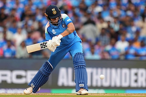 India's Shafali Verma plays a shot during the ICC Women's Cricket World Cup final match between India and South Africa in Navi Mumbai.