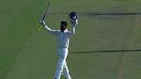 | Photo: X/BCCIdomestic : Tamil Nadu's Pradosh Ranjan Paul celebrates his century during the Ranji Trophy match against Vidarbha on November 1, 2025.