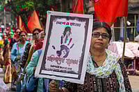 Day In Pics: November 03, 2025 | Photo: PTI/Swapan Mahapatra : Nurses from various hospitals participate in a protest march over incidents of workplace violence, in Kolkata.