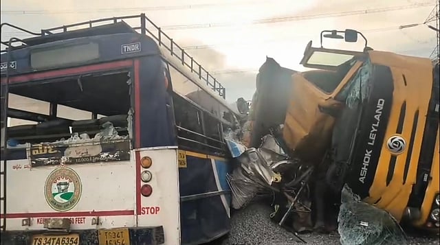 Multiple Lives Lost As Tipper Lorry Collides With RTC Bus In Telangana’s Ranga Reddy District