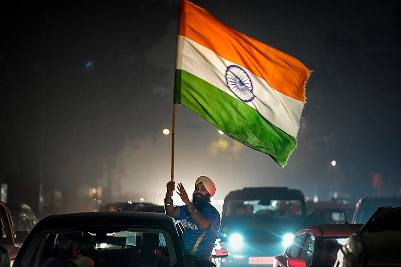Indian cricket team wins ICC Womens World Cup 2025 fan celebration photo_Indian tricolour