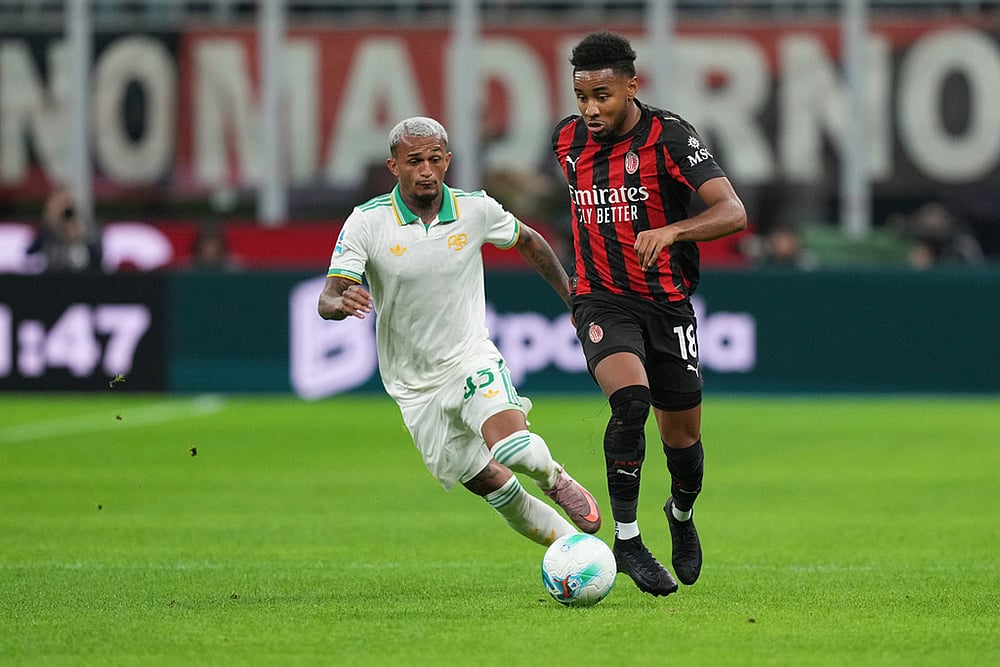 Italy Soccer Serie A match photos AC Milan Vs AS Roma_ Christopher Nkunku 