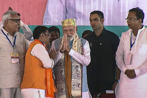 Prime Minister Narendra Modi during a rally ahead of Bihar Assembly elections, in Saharsa, Bihar. 