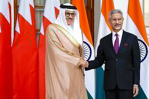 External Affairs Minister S. Jaishankar with Bahrain Foreign Affairs Minister Abdullatif bin Rashid Alzayani during the 5th India-Bahrain High Joint Commission meeting, in New Delhi. 