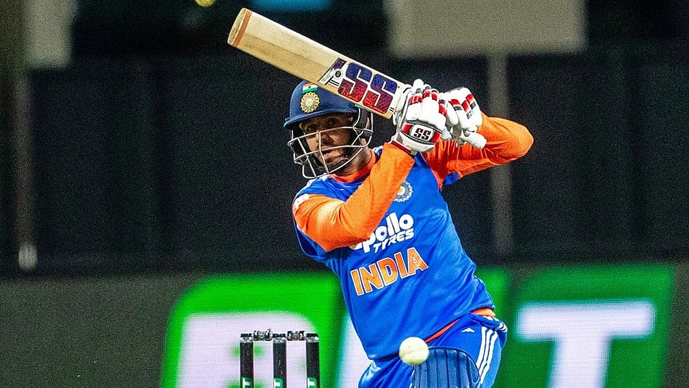 | Photo: Linda Higginson/AAP Image via AP : India's Jitesh Sharma bats during the T20 cricket international between India and Australia in Hobart.