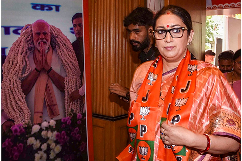 Smriti Irani addresses media