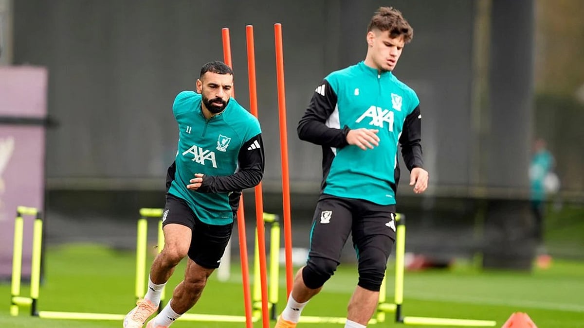 Liverpools Mohamed Salah training session