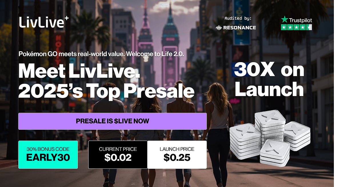 LivLive 2025 crypto presale promo highlighting early price and 30X launch potential.