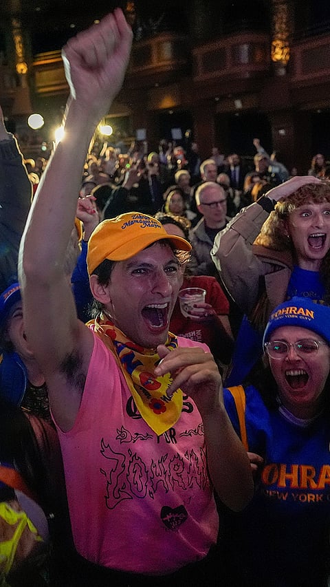 Supporters for Democratic mayoral candidate Zohran Mamdani