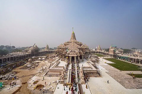 Devotees throng the Shri Ram Janmabhoomi Temple on the 'Kartik Purnima' festival, in Ayodhya. 