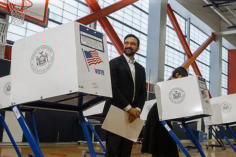 New York mayoral candidate Zohran Mamdani votes at a voting site in New York. 