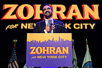 Indian Reaction To Indian-Origin Mamdani's Win In NYC Somewhat Mixed | Photo: AP/Yuki Iwamura : Zohran Mamdani speaks during a victory speech at a mayoral election night watch party in New York.