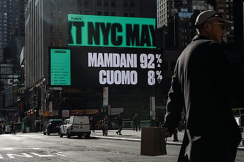 Advertisements by the company Kalshi predict a victory for Zohran Mamdani in the New York City mayoral election before the votes are counted and polls close in New York. 