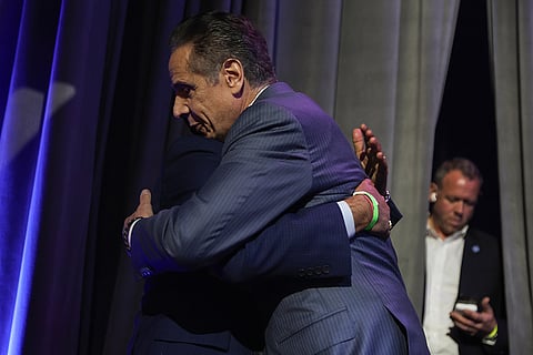 Andrew Cuomo hugs a supporter after conceding the mayoral race to Zohran Mamdani in New York. 