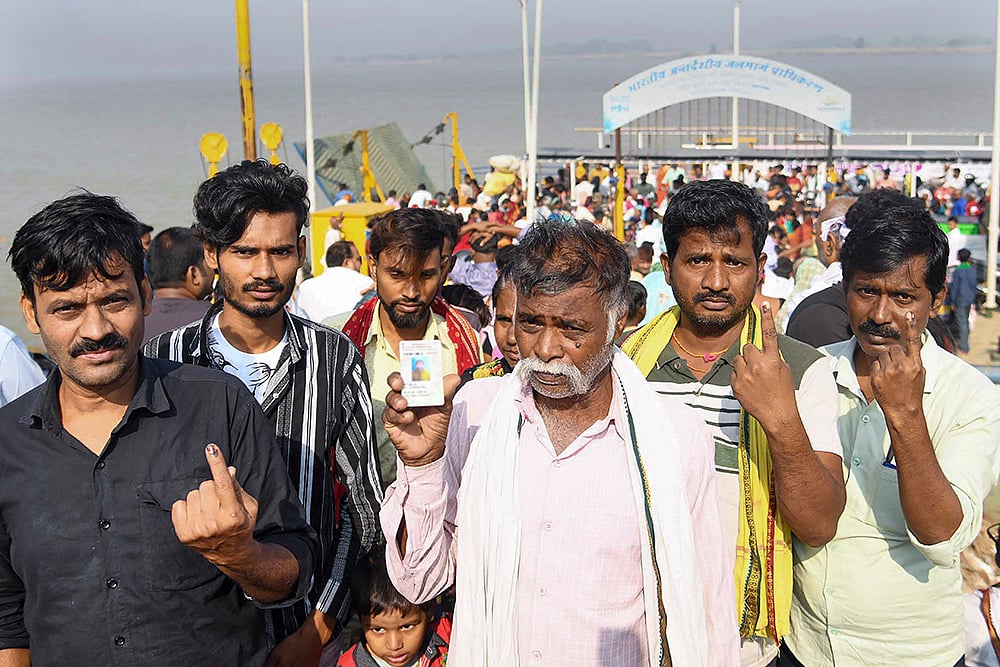 Bihar Phase 1 Polling_Voters show their ink-marked fingers