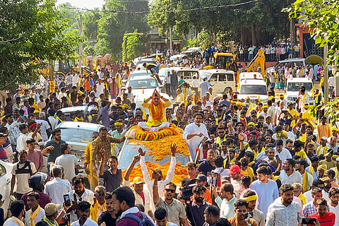 Jan Suraaj chief Prashant Kishor during a roadshow for the Bihar Assembly polls, in Gaya Ji, Bihar.