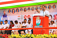 | Photo: AICC via PTI : In this image, LoP in the Lok Sabha and Congress leader Rahul Gandhi addresses a public rally for the Bihar Assembly polls, in Purnia district, Bihar.