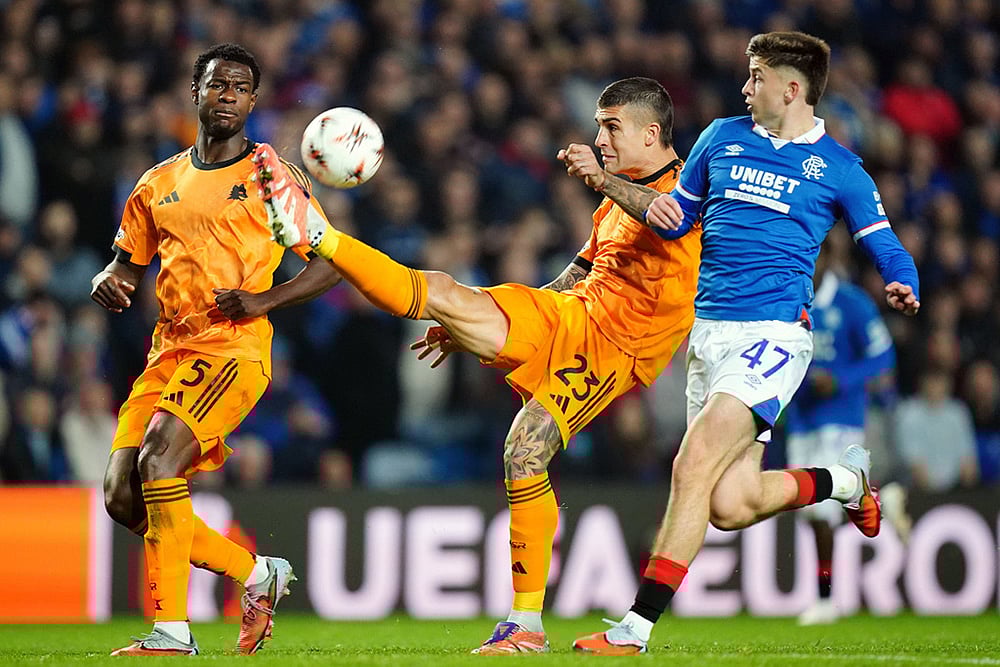 Europa League-Rangers Vs Roma-Romas Evan Ndicka