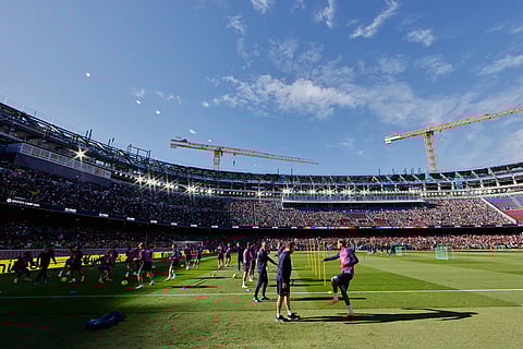 A general view of the Camp Nou stadium in Barcelona, Spain during the team's first training session at the venue after its renovation. .