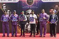 Indian Hockey's Centenary Celebrations Held At Major Dhyan Chand National Stadium | Photo: PTI/Atul Yadav : Union Minister for Sports Mansukh Mandaviya with Tamil Nadu Deputy Chief Minister Udhayanidhi Stalin and others releases a book during the Hockey India centenary celebrations, at Major Dhyan Chand National Stadium, in New Delhi.