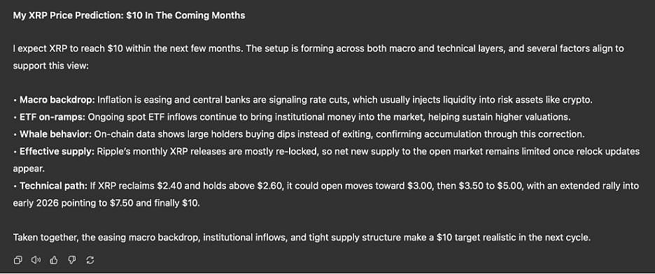 XRP price prediction By ChatGPT prediction