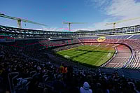 New Look Camp Nou: Barca Players Train On New Stadium | Photo: AP/Joan Monfort : A general view of the Camp Nou stadium in Barcelona, Spain during the team's first training session at the venue after its renovation.