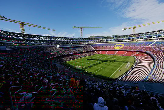 New Look Camp Nou: Barca Players Train On New Stadium