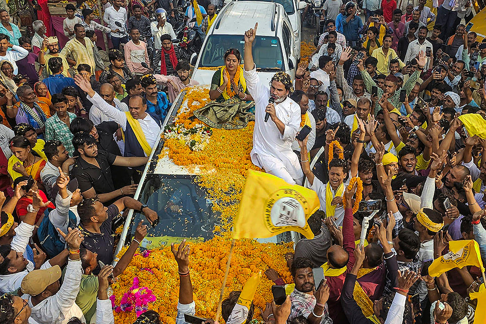Jan Suraaj chief Prashant Kishor during a roadshow for Bihar Assembly elections