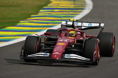 Ferrari driver Lewis Hamilton of Britain drives during the qualifying session ahead of the Brazilian Formula One Grand Prix at the Interlagos race track, in Sao Paulo.