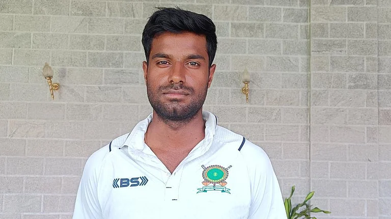 File photo of Meghalaya cricket all-rounder Akash Kumar Choudhary. - | Photo: X