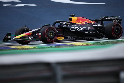 Red Bull driver Max Verstappen of the Netherlands drives during the qualifying session ahead of the Brazilian Formula One Grand Prix at the Interlagos race track, in Sao Paulo.
